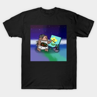 Painter Sloth - Starry Background T-Shirt